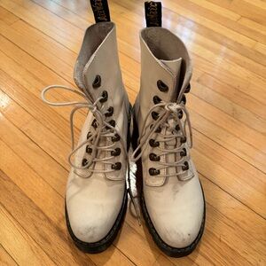 Dr. Martens Women's Off-White Combat Boots 8